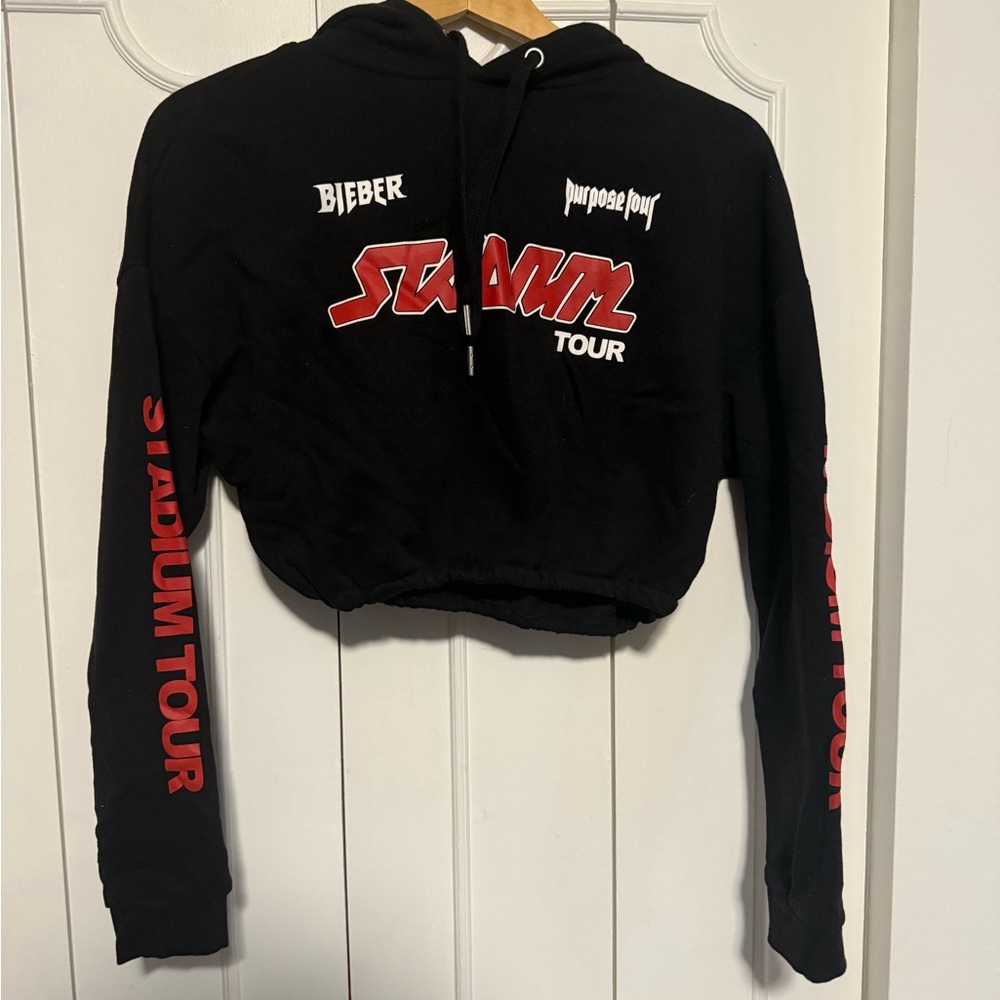 Justin Bieber stadium tour cropped Black Hoodie